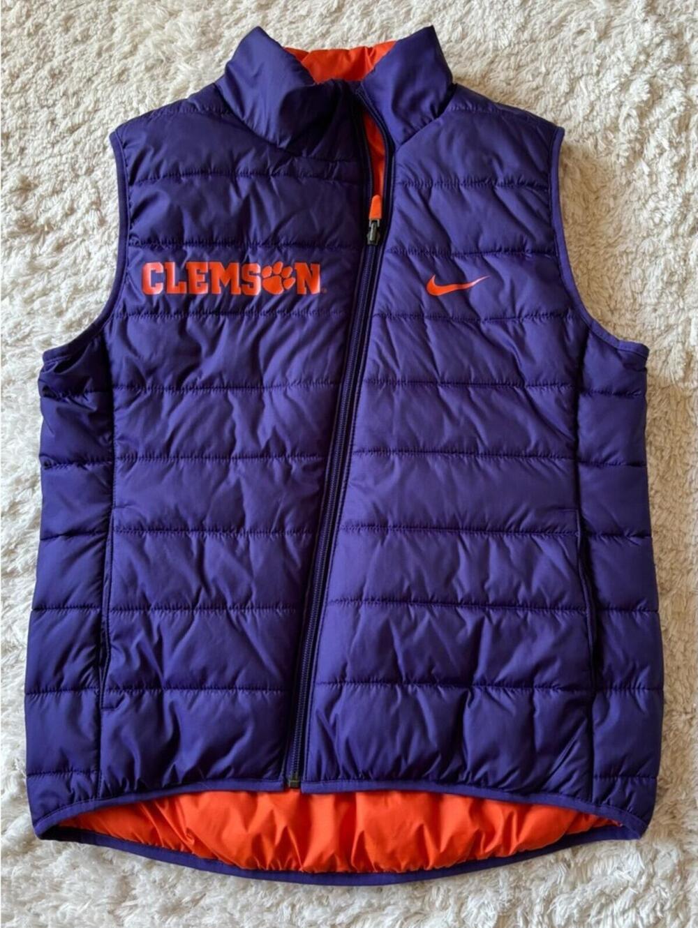 Reversible Nike x Clemson Puffer Vest - Purple & Orange - Picture 2 of 8